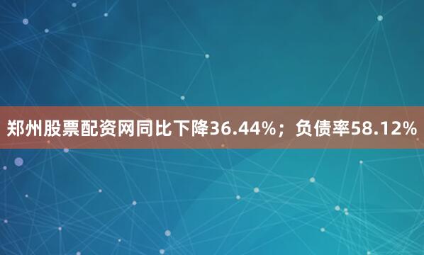 郑州股票配资网同比下降36.44%；负债率58.12%